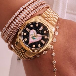 JAQUIE AICHE x TIMEX JA LEGACY LAPIS TRIBE EYE HEART WATCH BLACK & GOLD